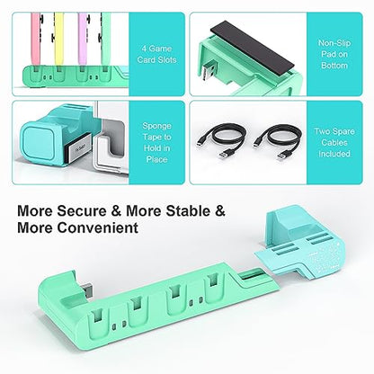 Switch Controller Charging Dock - Animal Crossing & Switch OLED Model Joycons, Charges up to 6 Joycons with Game Card Storage Stand - color: Animal Crossing Edition