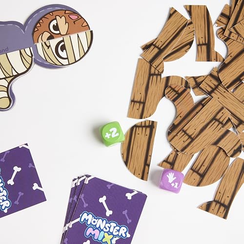 Miniland Monster-Creating Board Game for Kids +5, Comes with 48 Pieces, Challenge Cards and Dice, Develops Symmetry and Concepts of Left-Right | Monster Mix - color: Monster Mix
