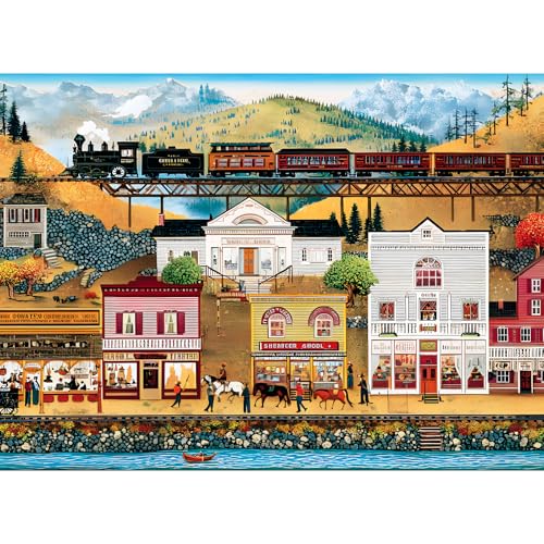 500 Pieces Puzzle for Adults, Retro Train Jigsaw Puzzles for Adult, Countryside Town Jigsaw Puzzle 500 Pieces for Adults Seniors, Challenging Game Home Decor Birthday Gift Toy 20.5 * 15 in - style: Retro