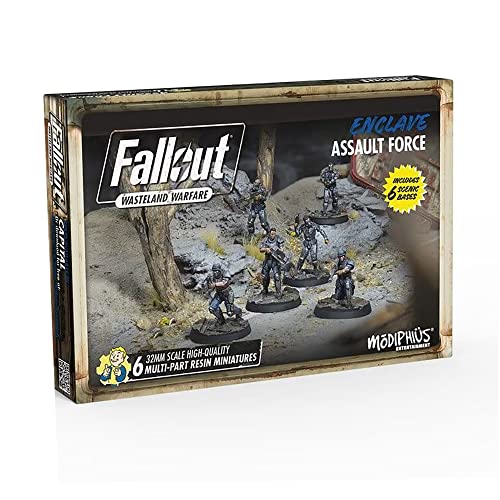 Modiphius Entertainment Ltd Fallout Wasteland Warfare: Enclave-Assault Force - 6 Miniatures, 32mm Unpainted Quality Resin Figures, Capital Wave RPG - style: Assault Force