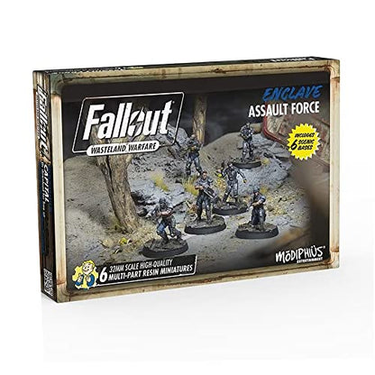 Modiphius Entertainment Ltd Fallout Wasteland Warfare: Enclave-Assault Force - 6 Miniatures, 32mm Unpainted Quality Resin Figures, Capital Wave RPG - style: Assault Force
