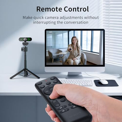 EMEET NOVA 4K Dual-Camera 4K Webcam for PC, Wide-Angle and Telephoto Camera | Max 11X Hybrid Zoom, PDAF Focus, Remote Control, RGB Lights, Webcam with Microphone for Business or Personal Online Calls - style: 4K Dual-Camera Remote
