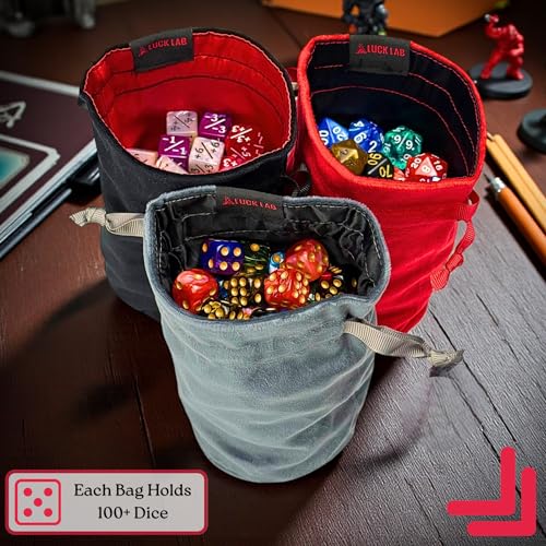 Velvet Drawstring Dice Bag - Set of Three Colors - Dungeons and Dragons Fabric/Standing Cotton Fabric Dice Bags/D&D Dice Pouch/Small Pouch/Velvet Jewelry Bag (Red, Black, Grey) - color: Red, Black, Grey