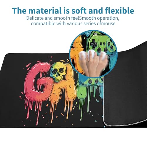 Gaming Mouse Pad Mat XL Extended Large Gaming Desk Pad Mousepad, Vibrant Game Computer Laptop Keyboard and Mouse Mat, Office Desk Decor Mousepad Deskmat with Stitched Edges Mat - color: Gamer