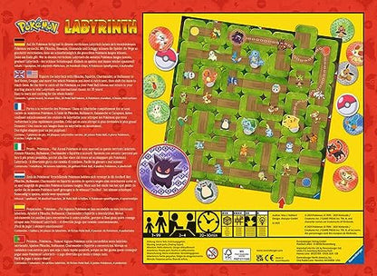 Ravensburger Labyrinth Pokemon Board Game - A Strategic Maze Adventure for Family Nights & Pokemon Parties - Includes Pikachu, Bulbasaur, and More - Great Birthday Gift for Kids Ages 7 and Up - style: Pokemon Labyrinth