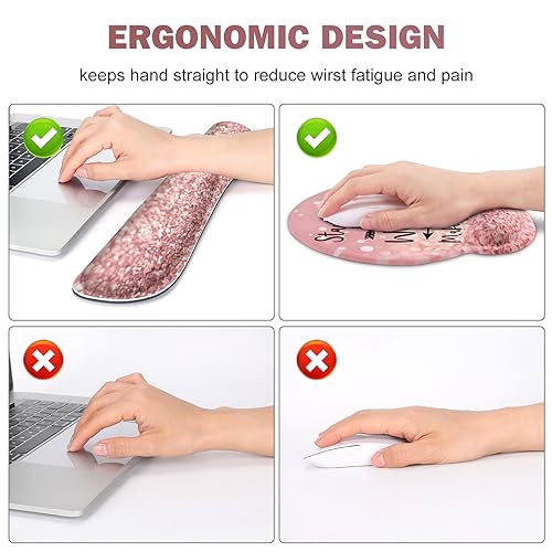 ToLuLu Desk Mat, XXL Large Mouse Pad Wrist Support Set，4 in1 Gaming Mousepad Desk Pad+ Ergonomic Mouse Pad with Wrist Rest + Keyboard Wrist Rest+Coaster for Women Home Office Table, Pink Stay Positive - color: Pink Stay Positive