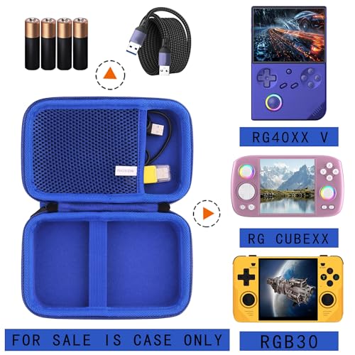 JINMEI Hard EVA Carrying Case Compatible with R36MAX/RG40XX V /RG CubeXX/ RG Cube/ Powkiddy RGB30 4-Inch Handheld Game Console Case (blue) - color: blue