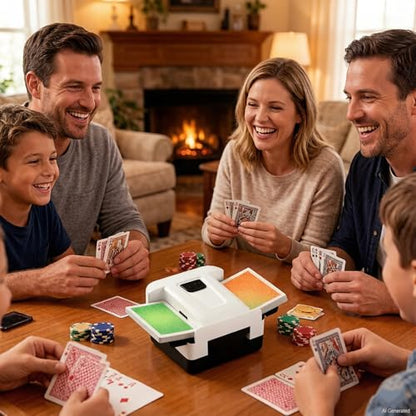 FEIERYA Automatic Card Shuffler 2/1/4/6 Deck | Battery-Operated Electric Playing Card Shuffler,Compatible with UNO,Poker for Home Card Game,Travel - size: 2 Decks Rechargeable USB