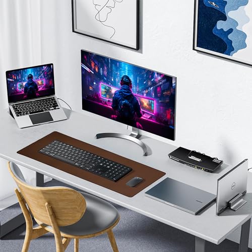ALOANES Non-Slip Extended Mouse Pad Office&Home Desk Mat Stitched Edge | Brown Waterproof Mousepad for Keyboard, Computer Game 35.43"x15.74"x0.12" - color: Brown, size: 35.4L x 15.7W inches