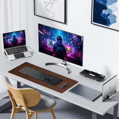 ALOANES Non-Slip Extended Mouse Pad Office&Home Desk Mat Stitched Edge | Brown Waterproof Mousepad for Keyboard, Computer Game 35.43"x15.74"x0.12" - color: Brown, size: 35.4L x 15.7W inches