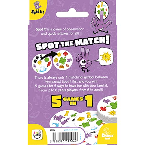Asmodee Spot It! Classic (Pocket) - Fast-Paced Observation and Matching Game for The Whole Family! Convenient for Travel, Great Gift for Kids, Ages 6+, 2-8 Players, 15 Minute Playtime - style: Classic