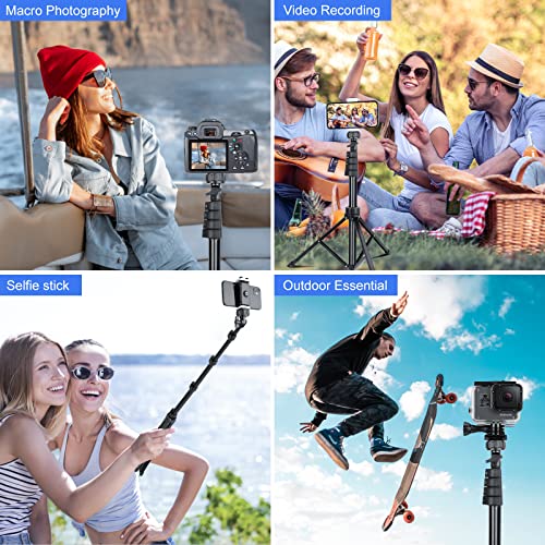 Sensyne 67" Phone-Tripod, Extendable Cell Phone Tripod Stand & Selfie Stick with Wireless Remote and Phone Holder, Compatible with iPhone Android Phone, Camera - color: Black, size: 67-inch