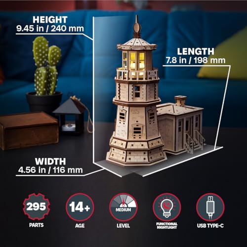 UGEARS Split Rock Lighthouse 3D Wooden Puzzles for Adults – Wooden Model Kits for Adults, Crafts for Adult, Model Kits to Build, Wooden 3D DIY Model Brain Teaser, Hobby Set - style: Split Rock Lighthouse