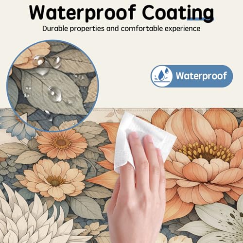 Floral Desk Mat - 31.5x11.8 Inch Japanese Flower Large Mousepad Boho Aesthetic Extended Mouse Pad with Anti-Slip Rubber Base for Computer Mouse Keyboard Home and Office