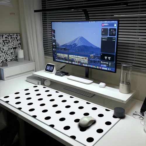 Black Polka Dot Mouse Pad Extended Large Gaming Mousepad XL Big Long Oversized Desk Mat Stitched Edges 31.5 X 11.8 Inch for Home Office - color: Black2