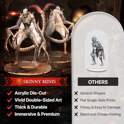 Skinny Minis Devil Miniatures Set, 16 Flat Minis with Bases for Tabletop Game, Infernal Monster Minis, D&D Compatible, 2D Pathfinder & 5e Minis for TTRPG
