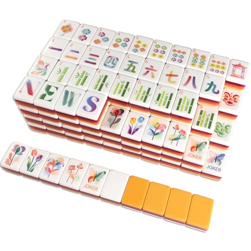 American Mahjong Gradient Design Set 1.2-inch 160 Acrylic High-Grade Four Layer Orange Mah-Jongg Tiles - color: Orange