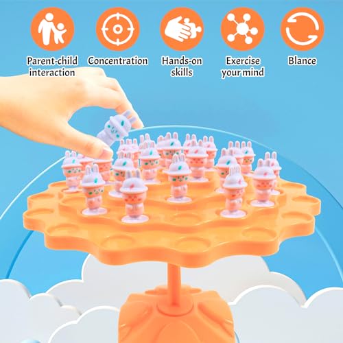 kykake Rabbit Balance Game Toys, Balance Game Tree Two-Player Parent-Child Interactive Family Tabletop Puzzle Montessori Toy,Rabbit Board for Kids and Adults (Rabbit) - style: rabbit