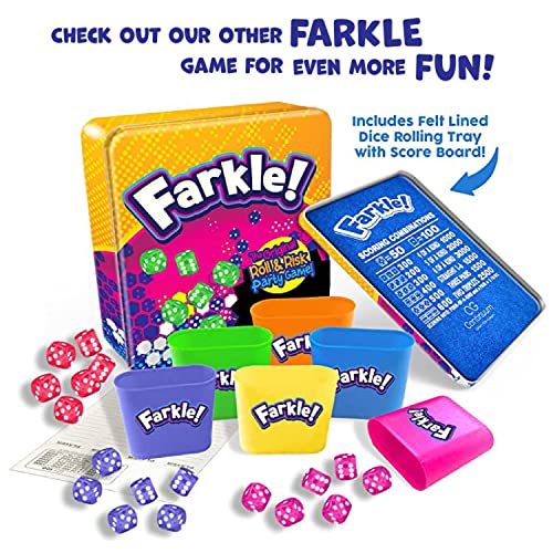 Continuum Games Farkle Fun Cup and Dice The Worlds Favorite Classic Push Your Luck Dice Game Includes Rolling Dice Cup, 6 Dice, and Scorepad Ages 6 and up - style: Fun Cup