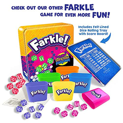 Continuum Games Farkle Fun Cup and Dice The Worlds Favorite Classic Push Your Luck Dice Game Includes Rolling Dice Cup, 6 Dice, and Scorepad Ages 6 and up - style: Fun Cup