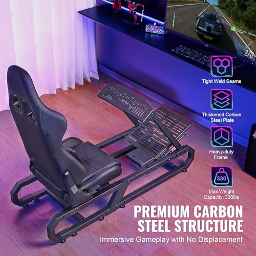 VEVOR Gaming Racing Wheel Stand, Compatible with Logitech G923/G920/G29 & Thrustmaster T248P, Heavy-Duty Adjustable Steering Wheel Stand Cockpit, 330 lbs Capacity, Compact for Sim Racing - style: Small Base without Wheels