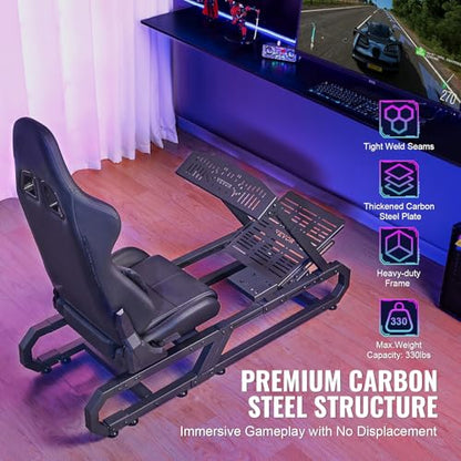 VEVOR Gaming Racing Wheel Stand, Compatible with Logitech G923/G920/G29 & Thrustmaster T248P, Heavy-Duty Adjustable Steering Wheel Stand Cockpit, 330 lbs Capacity, Compact for Sim Racing - style: Small Base without Wheels