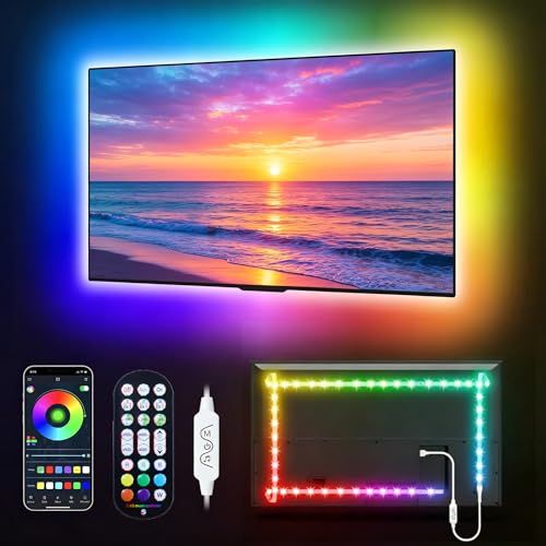 MATICOD LED Lights for TV Led Backlight, 16.4ft RGB Led Strip Lights for TV Lights Behind, USB Led Light Strip for 55-70in TV, Bluetooth APP Control Music Sync Strip Lighting for Christmas Decorations - color: Rainbow Color, size: 16.4FT for 55"-70" TV