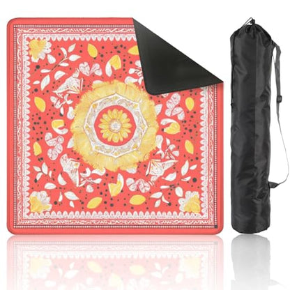 Mahjong Mat 31.5" x 31.5" Floral Mandala Design Bright Yellow Red Patterns Non-Slip Noise Reduction Mahjong Tiles Table Cover for Dominoes Poker Card Board and Tile Games - color: Color14