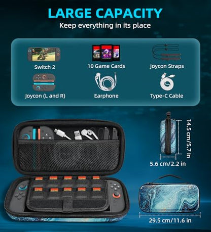 TiMOVO Carrying Case Compatible with Nintendo Switch 2, Gilding Texture | Travel Carry Case, 10 Game Cartridges & Pocket, Protective Portable Hard Shell Pouch, For Console & Accessories - color: Gilding Texture