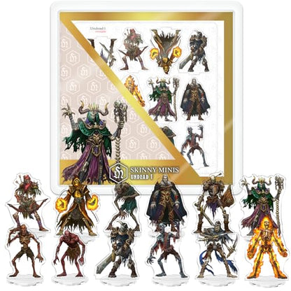 Skinny Minis Undead Miniatures Set, 12 Medium Flat Minis, D&D Compatible 2D Miniatures for 5e & Pathfinder TTRPG, Tabletop RPG Monster Minis for Dungeon Master Roleplaying Games