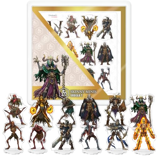 Skinny Minis Undead Miniatures Set, 12 Medium Flat Minis, D&D Compatible 2D Miniatures for 5e & Pathfinder TTRPG, Tabletop RPG Monster Minis for Dungeon Master Roleplaying Games