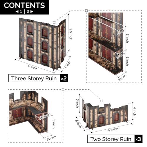 Jucoci Battlezone Creation Kit 9PCS Tabletop Terrain Wargame Terrains Set Compatible with WH40K(White) - color: White, size: 9 PCS Set
