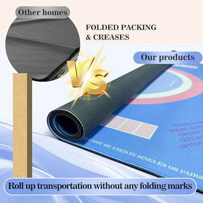 Mahjong Mat Noise Reduction Non-Slip, American Mahjong Mat for Table with 3 Dice & Carrying Bag, Waterproof Surface Mah Jongg Mats for Poker, Card, Dominoes, Board & Tile Games (Blue)