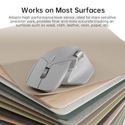 Rapoo MT760 Multi-Device Wireless Mouse, Bluetooth 5.0 and 2.4G Multi-Mode Connection, Up to 4 Devices, 11 Programmable Buttons, 4K DPI, 90 Days Battery Life, PC, Light Grey - color: Light Grey, size: Standard