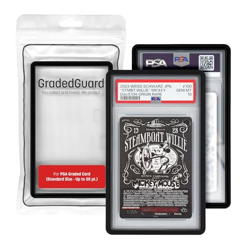 GradedGuard PSA Card Slab Protector Case, Standard PSA Size, Impact Resistant TPU Holder, Drop & Scratch Proof Frame for Graded Sports TCG Collectible Trading Cards. (Black) - color: Black