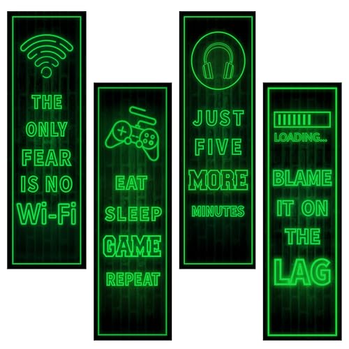 Eat Sleep Game Wall Decals Glow in The Dark, Gamer Controller Stickers Decor for Boy Bedroom, Joystick Video Gaming Kids Playroom Nursery Decoration (Green) - color: Luminescent-016wsxx-green