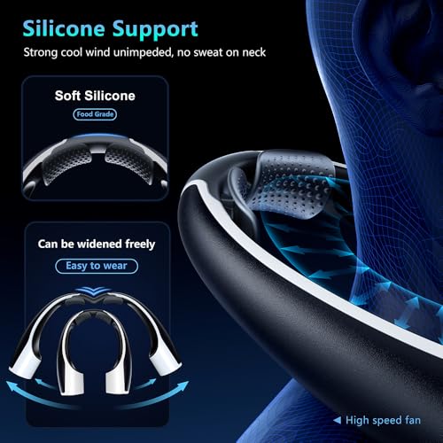 AI Neck Fan, 4 Speeds Adjustable Portable Personal Fan Rechargeable, 4000 mAh Battery Faster Cooling Wearable Fan, Ultra Quiet for Home, Office, Travel, Outdoor - Black - color: Black