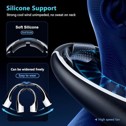 AI Neck Fan, 4 Speeds Adjustable Portable Personal Fan Rechargeable, 4000 mAh Battery Faster Cooling Wearable Fan, Ultra Quiet for Home, Office, Travel, Outdoor - Black - color: Black
