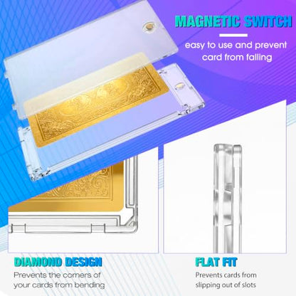 SATINIOR 100 Pcs 55 Pt Ultra-Thin Magnetic Card Holder, Holder Case Clear Protectors for Thick Baseball Football Hockey Cards - size: 55 Pt Ultra-thin