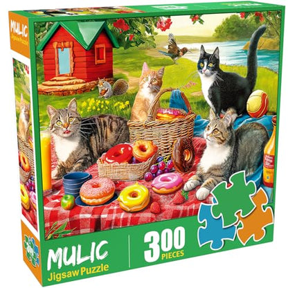 300 Piece Puzzles for Adults for Kids Clearance - Picnic Kittens and Donut | Donut Puzzle Gift for Kids - color: Picnic Kittens and Donut