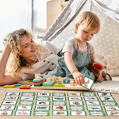 Fuutreo 82 Pcs Memory Matching Cards Animals Educational Games Funny Animals Learning Game Concentration Cards for Family Birthday Party Favors Gifts Supplies - style: Animals