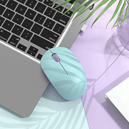 seenda Wireless Mouse for Laptop, 2.4G Noiseless Mouse with USB Receiver - Optical Tracking Portable Computer Mice for Chromebook, PC, Tablet, Windows System, 24 Months Battery Life -Mint Green&Purple - color: Mint Green and Purple