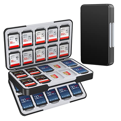 HEIYING SD Card Holder for Memory SD and TF Cards, Portable SDXC SDHC Memory Card Holder Case Compatible with 40 SDXC SDHC and 40 TF Cards Slots - color: Black