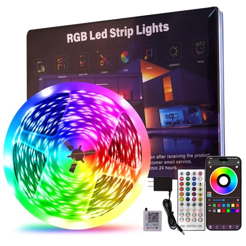 100 FT LED Lights For Bedroom，With 44 Key Infrared Remote Control And Bluetooth Application Smart LED Strip Lights, Music Synchronous Color Changing Light Strip, Used For Room Kitchen Party Decoration - style: 100FT