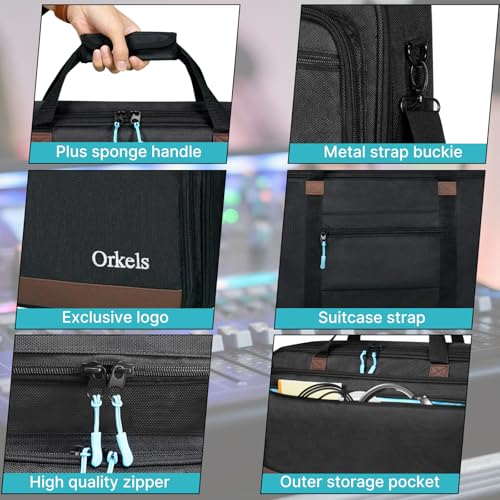 ORKELS DJ Controller Bag Case, Portable DJ Travel Case, Fits Pioneer DDJ REV1 SR SR2 OMNIS DUO, Mixtrack Platinum FX - size: DDJ-SR/SR2/REV1/Pro FX