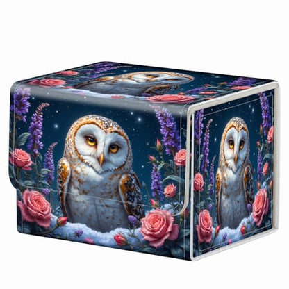 Strong Magnet for TCG MTG Commander Deck Box Playing Card Case MTG Deck Box Creative Pattern Trading Card Storage Box for Collectible Games, Cute Owl Purple Violet - color: Cute Owl Purple Violet