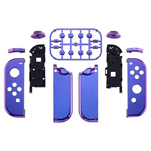 eXtremeRate DIY Replacement Shell Buttons for Nintendo Switch & Switch OLED, Chameleon Purple BlueCustom Housing Case with Full Set Button for Joycon Handheld Controller - Console Shell NOT Included - color: Chameleon Purple Blue
