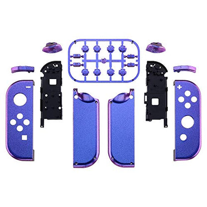 eXtremeRate DIY Replacement Shell Buttons for Nintendo Switch & Switch OLED, Chameleon Purple BlueCustom Housing Case with Full Set Button for Joycon Handheld Controller - Console Shell NOT Included - color: Chameleon Purple Blue