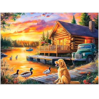 500 Piece Puzzle for Adults Puzzle Dog Duck Car Jigsaw Puzzle, Recycled Cardboar Jigsaw Puzzles 500 Pieces for Senior, Challenging Puzzles Family Birthday Party Toy Gift for Friends 20.5"x15" - style: Countryside