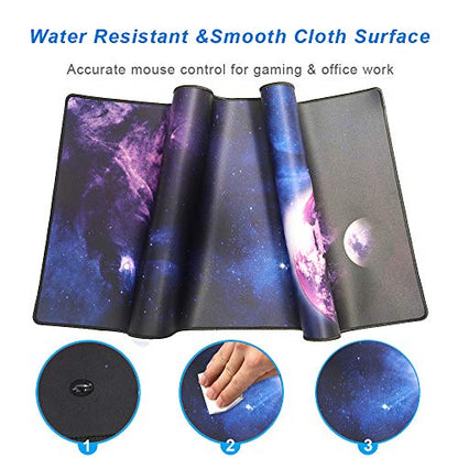 XXL Professional Large Mouse Pad & Computer Game Mouse Mat (35.4x15.7x0.1IN, Sky Planet) - color: Sky planet, size: 35.4x15.7x0.1IN